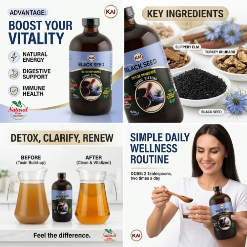 Kai Extra Strong Black Seed Detox Beverage Living Bitters - 16 oz