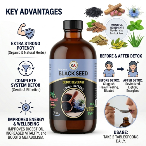 Kai Extra Strong Black Seed Detox Beverage Living Bitters - 16 oz