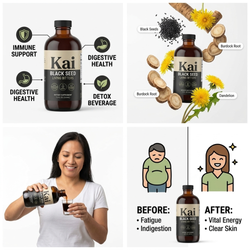 Kai Extra Strong Black Seed Detox Beverage Living Bitters - 16 oz